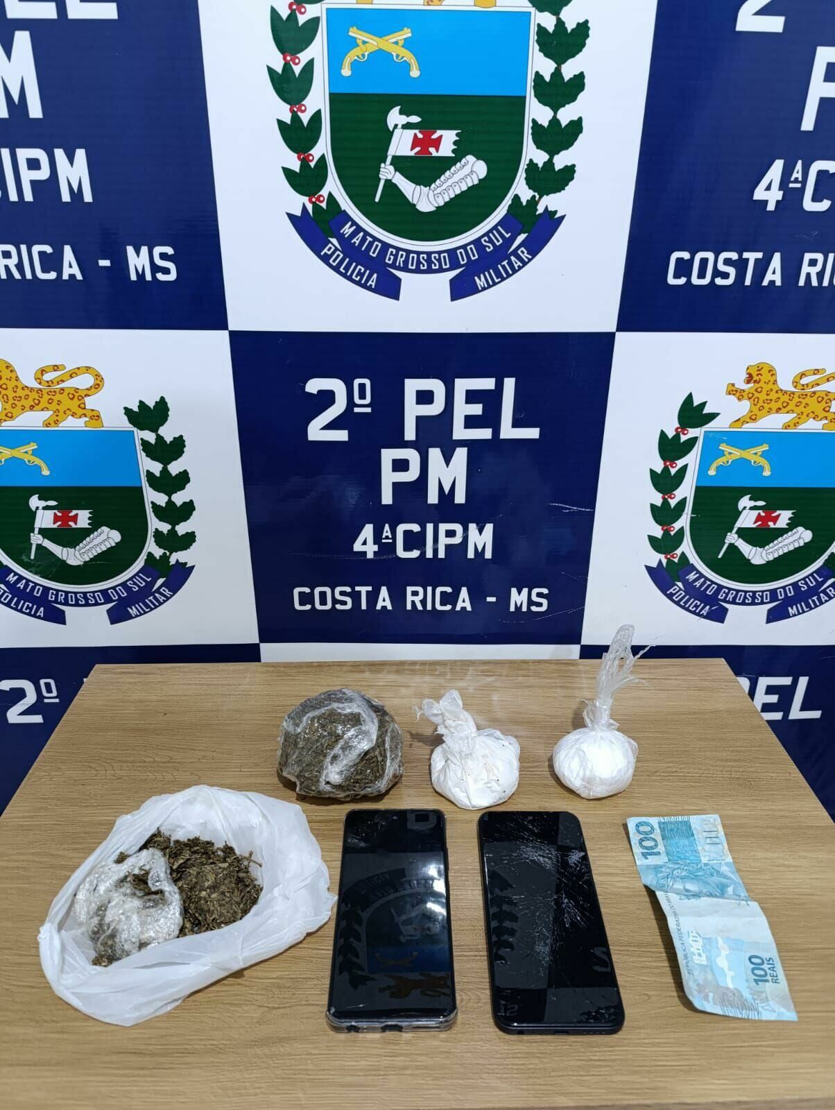 Imagem de compartilhamento para o artigo Casal é preso em Costa Rica com cocaína e super maconha em carro usado para entrega de drogas da MS Todo dia